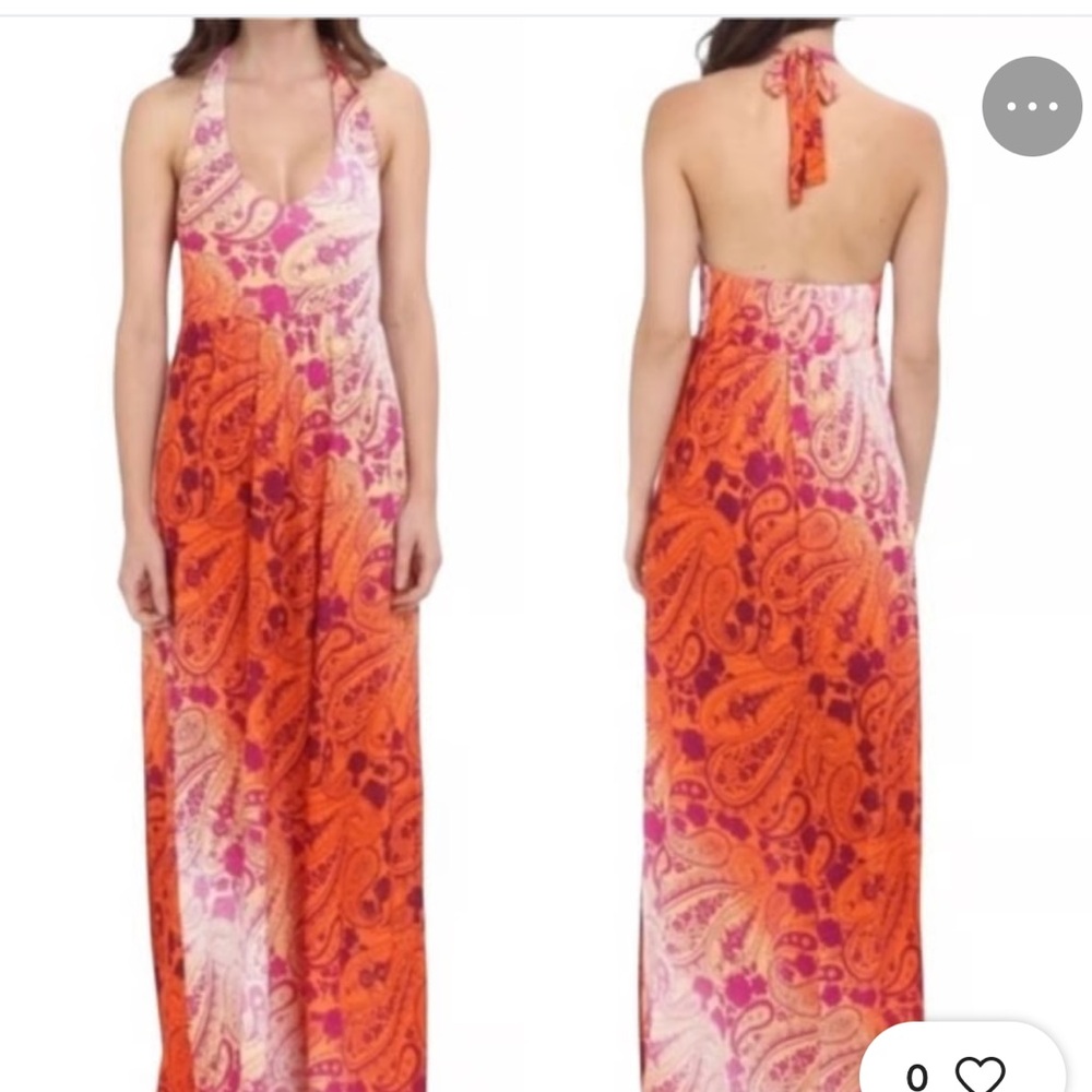 Tommy Bahama Soft  Casa Sunrise Halter Maxi  Dress in Orange Jupiter  Size S